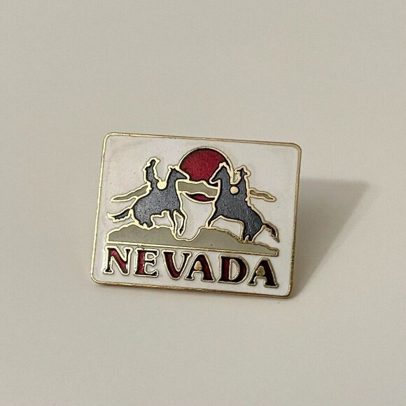 Vintage Nevada Pin Cowboys Horses - Picture 3 of 10